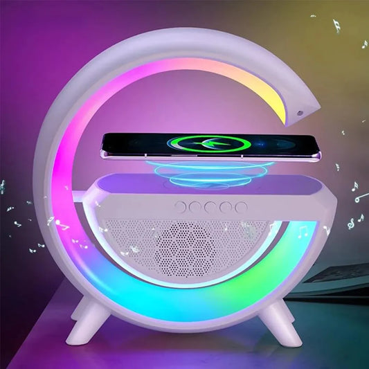 LED Smart RGB Ambient Night Light With Wireless Charger Bluetooth Speaker Music Sync Night Lamp